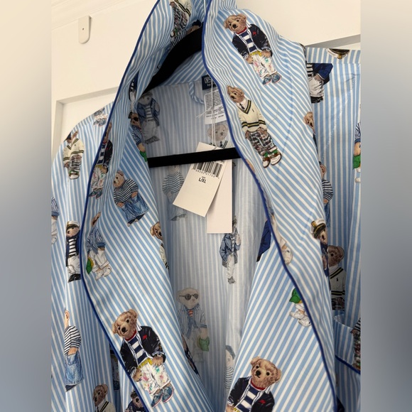 Polo Ralph Lauren Polo Bear Robe BNWT L/XL Luxury Blue Stripe Iconic Print - Picture 10 of 10